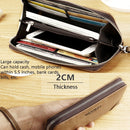 WEIXIER W95 Retro Business Handbag Casual Long Wallet Men Zipper Wallet(Red Brown)
