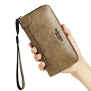 WEIXIER W95 Retro Business Handbag Casual Long Wallet Men Zipper Wallet(Khaki)