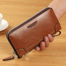 WEIXIER W95 Retro Business Handbag Casual Long Wallet Men Zipper Wallet(Khaki)