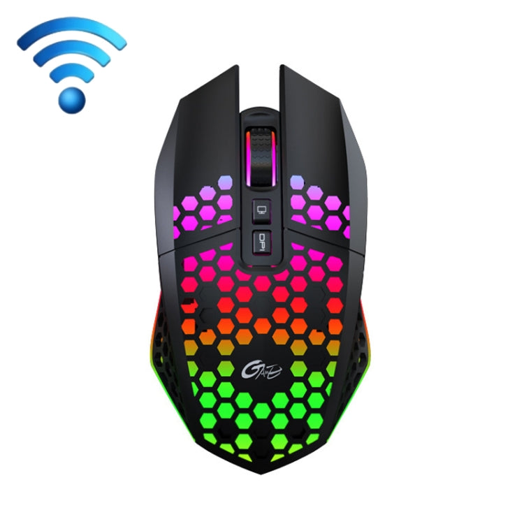 8 Keys 1200DPI Office Games Hollow Luminous Wireless Mouse(Black)