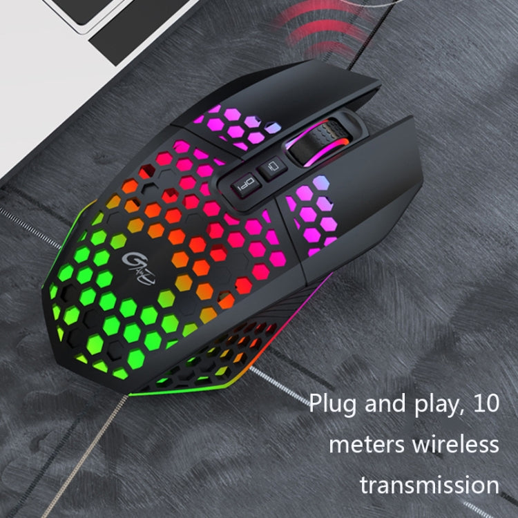 8 Keys 1200DPI Office Games Hollow Luminous Wireless Mouse(White)