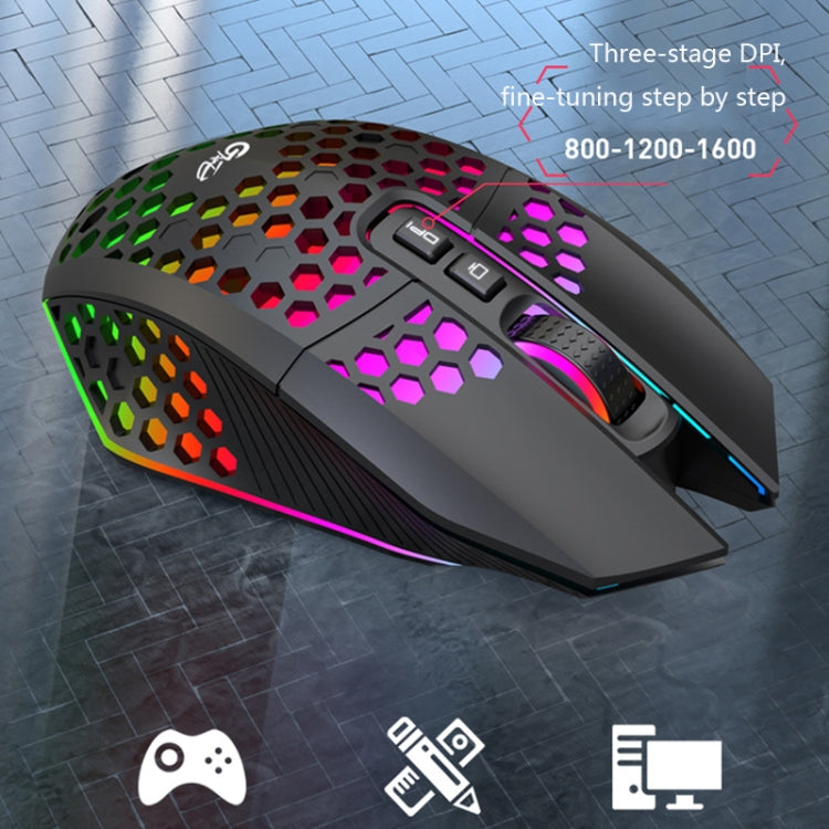 8 Keys 1200DPI Office Games Hollow Luminous Wireless Mouse(White)