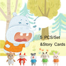 Animal Finger Dolls Plush Toys For Preschool Education, Height: 7.5cm(5 PCS/Set Hippo+Story Cards)