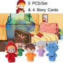Animal Finger Dolls Plush Toys For Preschool Education, Height: 7.5cm(5 PCS/Set Little Red Hat+4 Story Cards)