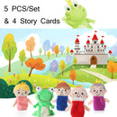 Animal Finger Dolls Plush Toys For Preschool Education, Height: 7.5cm(5 PCS/Set Frog Prince+4 Story Card))
