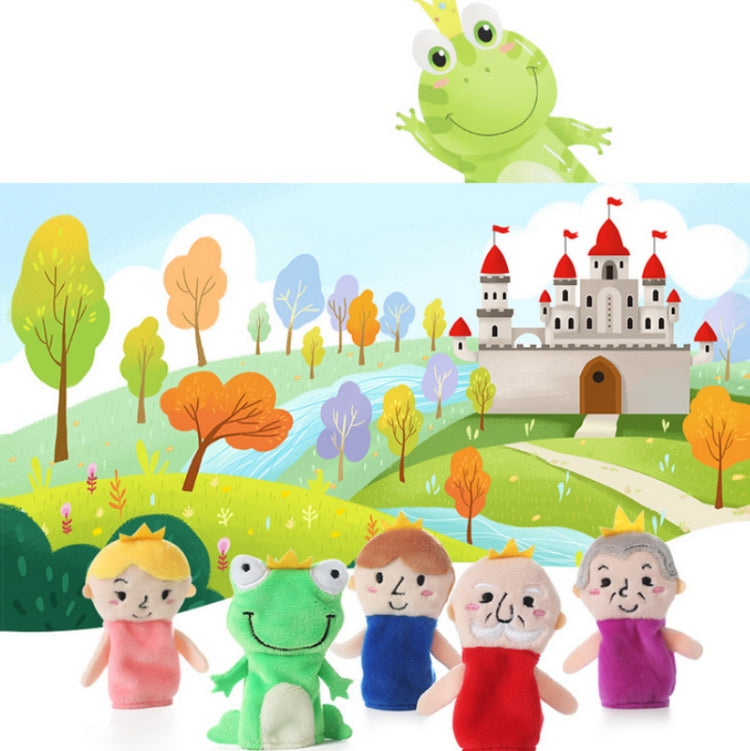 Animal Finger Dolls Plush Toys For Preschool Education, Height: 7.5cm(5 PCS/Set Frog Prince+4 Story Card))