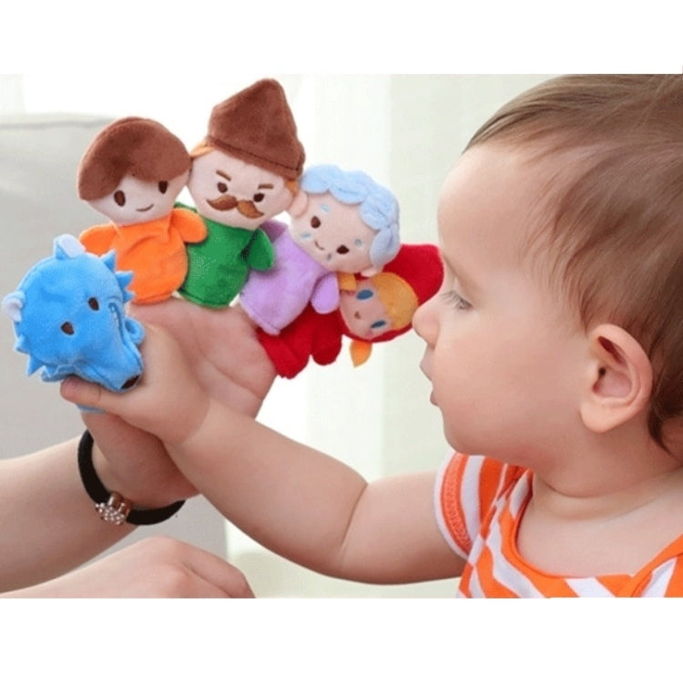 Animal Finger Dolls Plush Toys For Preschool Education, Height: 7.5cm(5 PCS/Set Hippo+Story Cards)