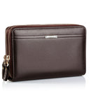LEINASEN A80 Multi-Card Men Hand Bag Double Zip Big Capacity Wallet(Brown)