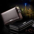 LEINASEN A80 Multi-Card Men Hand Bag Double Zip Big Capacity Wallet(Brown)