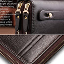LEINASEN A80 Multi-Card Men Hand Bag Double Zip Big Capacity Wallet(Brown)