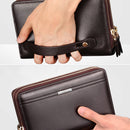LEINASEN A80 Multi-Card Men Hand Bag Double Zip Big Capacity Wallet(Brown)