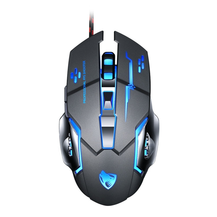 T-WOLF V6 USB Interface 6-Buttons 3200 DPI Wired Mouse Gaming Mechanical Macro Programming 7-Color Luminous Gaming Mouse, Cable Length: 1.5m(Macro Definition Audio Version Iron Gray)
