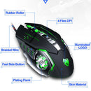 T-WOLF V6 USB Interface 6-Buttons 3200 DPI Wired Mouse Gaming Mechanical Macro Programming 7-Color Luminous Gaming Mouse, Cable Length: 1.5m( Macro Definition Audio Version Black Silver)