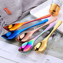 Household Kitchen Stainless Steel Seasoning Spoon 304 Thickened Tip Oil Spoon Mounting Spoon,Color: Silver