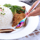 Household Kitchen Stainless Steel Seasoning Spoon 304 Thickened Tip Oil Spoon Mounting Spoon,Color: Blue