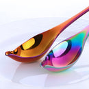 Household Kitchen Stainless Steel Seasoning Spoon 304 Thickened Tip Oil Spoon Mounting Spoon,Color: Colorful