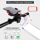 BF-909 Bicycle Headlight With Horn & Mobile Phone Holder 4-In-1 Mountain Bike Light Riding Equipment, Battery Capacity: 4000 mAh (Red)