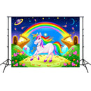 2.1m x 1.5m Unicorn Photography Background Cloth Birthday Theme Party Photo Background Cloth(W072)