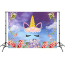 2.1m x 1.5m Unicorn Photography Background Cloth Birthday Theme Party Photo Background Cloth(W073)