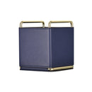 Cortical Makeup Brush Storage Bucket Barrel Desktop Leather Pen Barrel(Royal Blue)