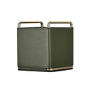 Cortical Makeup Brush Storage Bucket Barrel Desktop Leather Pen Barrel(Ink Green)