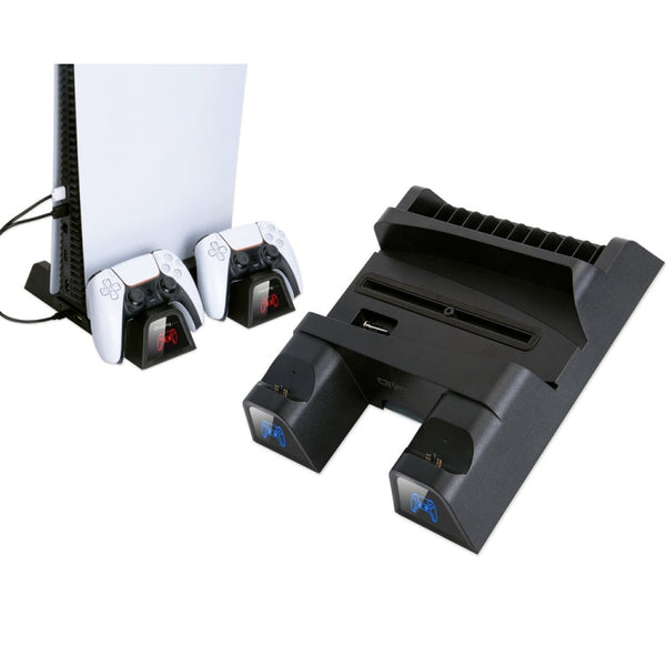 OIVO IV-P5235B Game Console Cooling Fan Base Gamepad Charging Seat With LED Light & Disc Storage Rack For PS5