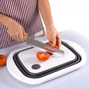 2 PCS Multifunctional Folding Cutting Board Travel Portable Basin Drain Basket(Coffee White)