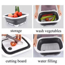 2 PCS Multifunctional Folding Cutting Board Travel Portable Basin Drain Basket(Coffee White)