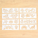 8 Bags HB-9 Long Series Drawing Ruler Hand Account Multi-Function Hollow Flower Edge Filling Template( Flowers)