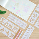 8 Bags HB-9 Long Series Drawing Ruler Hand Account Multi-Function Hollow Flower Edge Filling Template(Leaves)