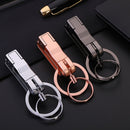 JOBON ZB-8782 Car Keychain Men Metal Anti-Lost Double Ring Detachable Keychain(Brown Chrome)