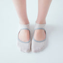 3 Pairs Backless Non-Slip Yoga Dance Socks Gym Indoor Floor Sports Socks, Size: 35-42(Beige)