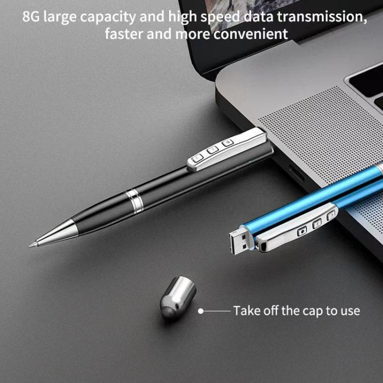 6 in 1 Multifunctional Metal Stylus Laser Capacitor Pen Recording Electronic Pointer Pen with 8GB U Disk(White)