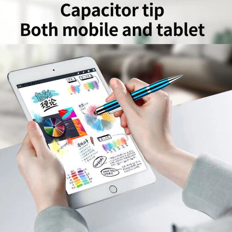 6 in 1 Multifunctional Metal Stylus Laser Capacitor Pen Recording Electronic Pointer Pen with 8GB U Disk(White)