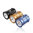 LED Tent Light Solar Rechargeable Camping Light Stretchable Multifunctional Lantern, Support USB Output,EU Plug(Blue)