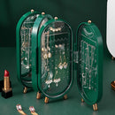 Jewelry Storage Box Earrings Necklace Bracelet Jewelry Box Household Multi-Function Fold Portable Jewelry Display Stand(Green)