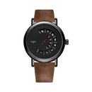 YAZOLE Turntable Men Quartz Watch(509 Black Tray Brown Belt)
