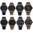 YAZOLE Turntable Men Quartz Watch(509 Black Tray Brown Belt)