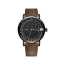 YAZOLE Turntable Men Quartz Watch(518 Black Tray Brown Belt)