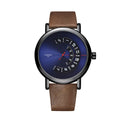 YAZOLE Turntable Men Quartz Watch(509 Blue Tray Brown Belt)