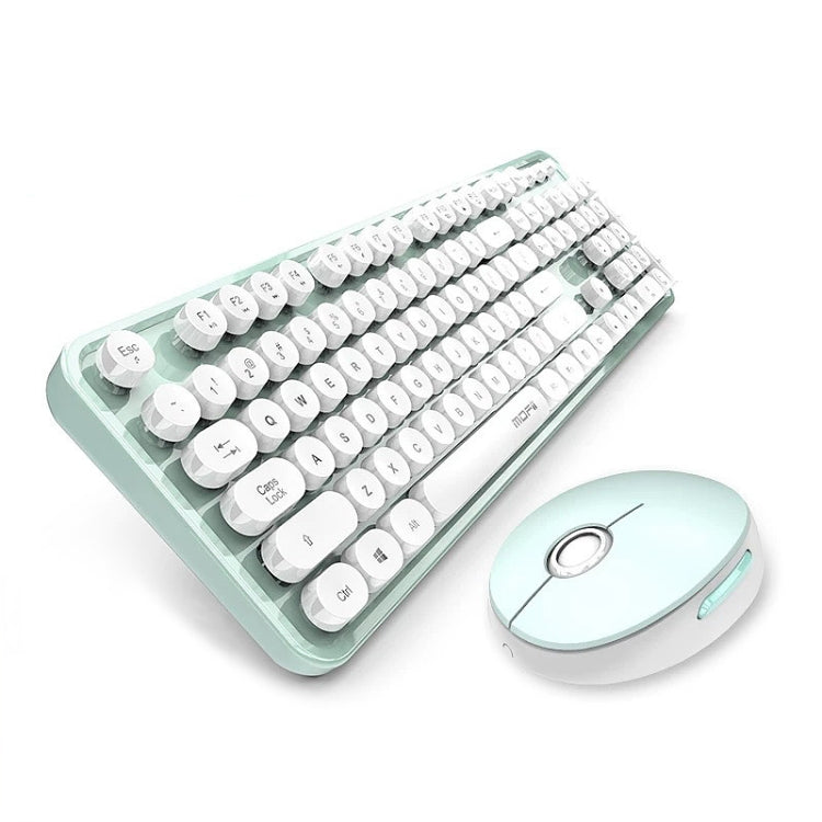 Mofii Sweet Wireless Keyboard And Mouse Set Girls Punk Keyboard Office Set, Colour: White Green Ordinary Version