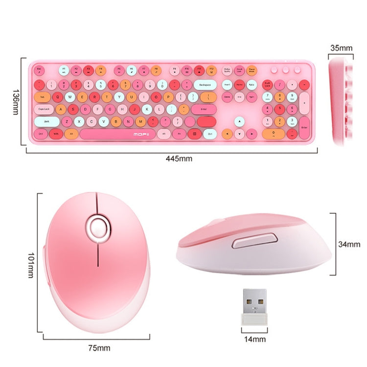 Mofii Sweet Wireless Keyboard And Mouse Set Girls Punk Keyboard Office Set, Colour: White Green Ordinary Version