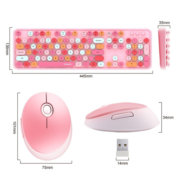 Mofii Sweet Wireless Keyboard And Mouse Set Girls Punk Keyboard Office Set, Colour: Milk Tea Mixed Color