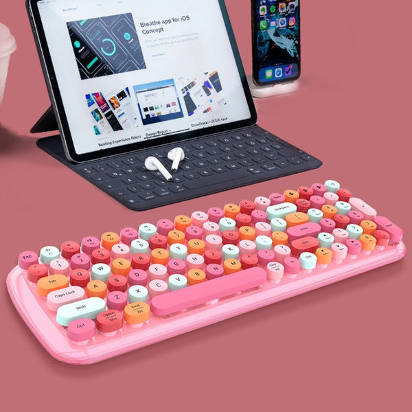 MOFii CANDY-BT 100-Keys Wireless Bluetooth Keyboard, Support Simultaneous Connection of 3 Devices(Pink Mixed Version)
