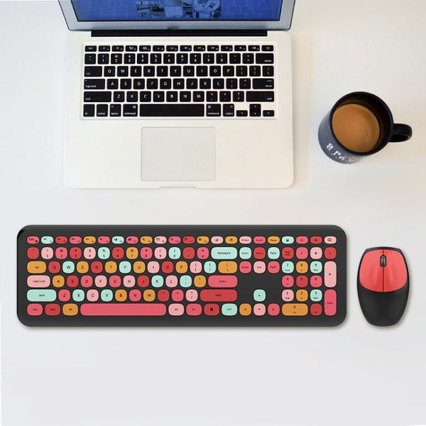 MOFii 666 110-Keys Color Lipstick Wireless Keyboard And Mouse Set Punk Keyboard Office Set( Black )