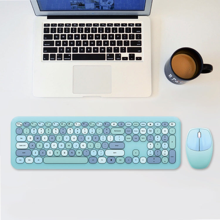 MOFii 666 110-Keys Color Lipstick Wireless Keyboard And Mouse Set Punk Keyboard Office Set(Blue )