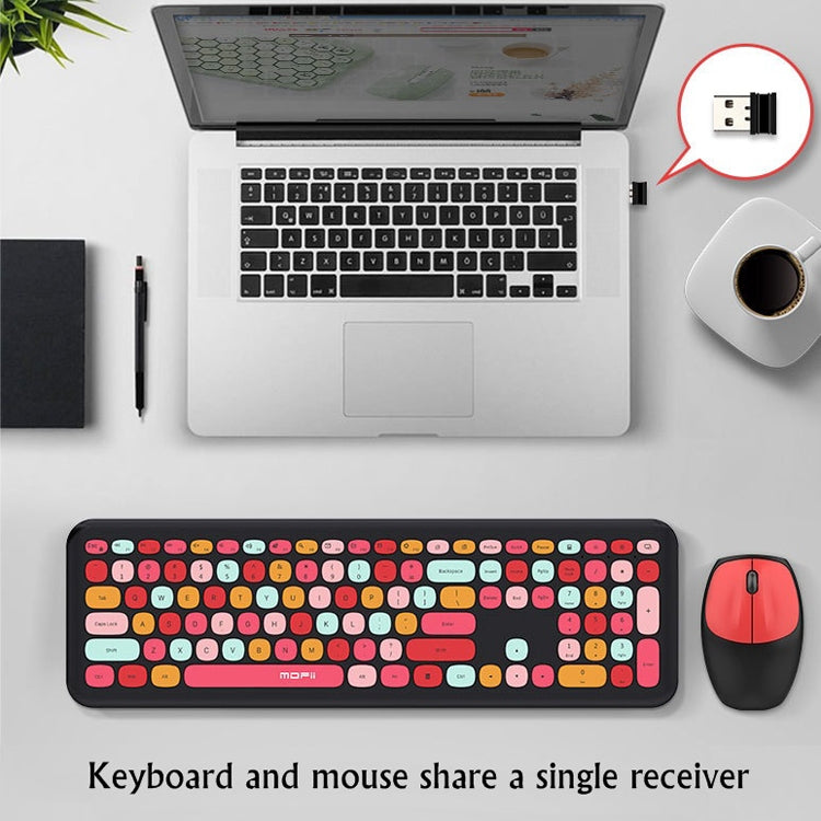 MOFii 666 110-Keys Color Lipstick Wireless Keyboard And Mouse Set Punk Keyboard Office Set( Green)