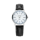 YAZOLE 313 Roman Numeral Dial Ladies Business Quartz Watch(White Tray Black Belt)