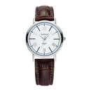 YAZOLE 313 Roman Numeral Dial Ladies Business Quartz Watch(White Tray Brown Belt)
