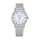 YAZOLE 313 Roman Numeral Dial Ladies Business Quartz Watch(White Tray Silver Net Belt)